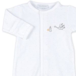 Boutique Posh Magnolia Baby sleep sack embroidered stork Pima cotton newborn NB